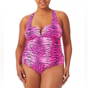 NWT California Waves Women’s Plus Size Tiger Topaz 2pc Tankini & Bottom Swimwear